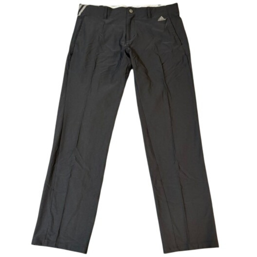 Adidas Golf Pants Mens 34x30 Black Nylon Flat Front Stretch Performance Trousers
